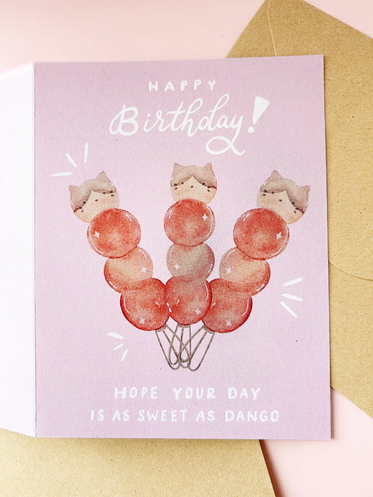 Happy Birthday Sweet Cat Kawaii Dango Cards
