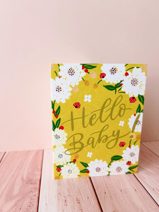 Hello Baby Card | Handmade Floral Greeting Card