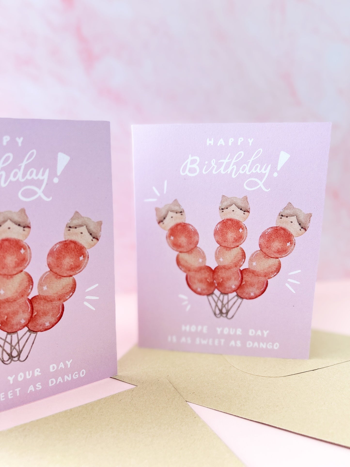 Happy Birthday Sweet Cat Kawaii Dango Cards