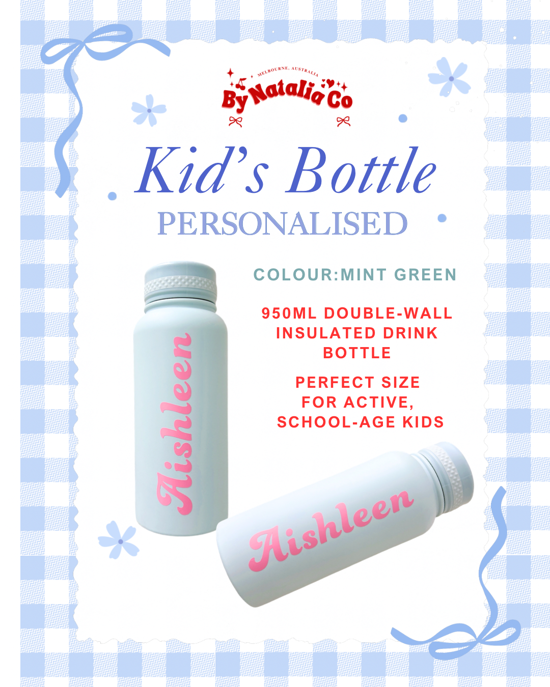 Kids School Bottle | Active Kids Bottle | Personalised | Birthday Presents