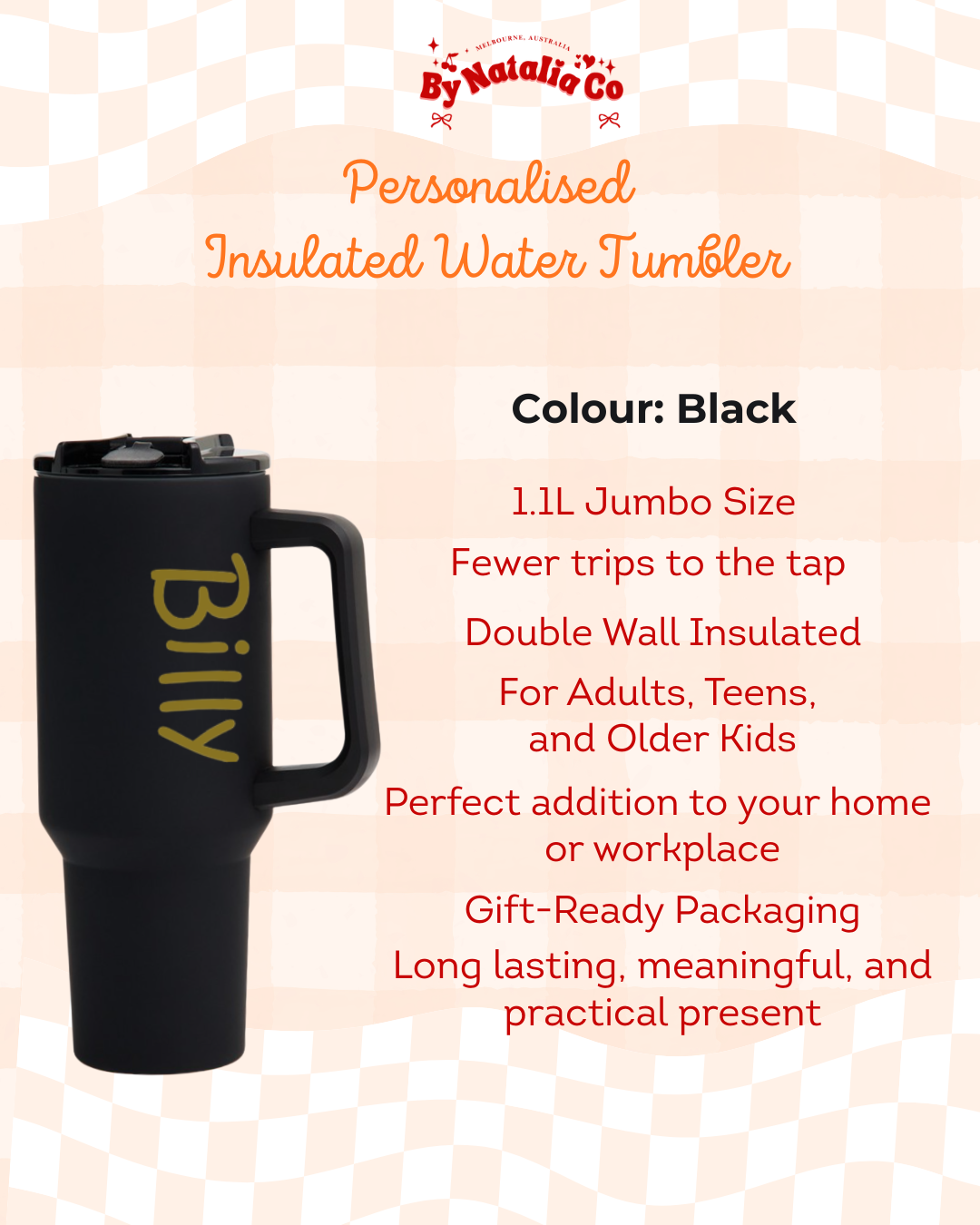 Personalised Water Bottle | Custom Name Bottle | Aesthetic Stainless Steel Drink Bottle | Thoughtful Gift