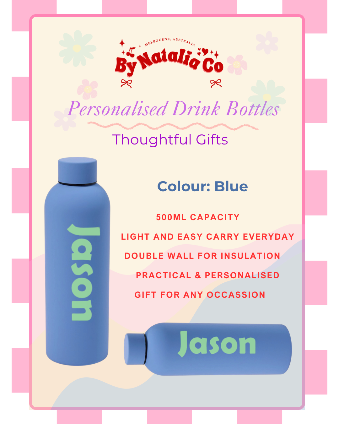 Personalised Water Bottles Made in Melbourne