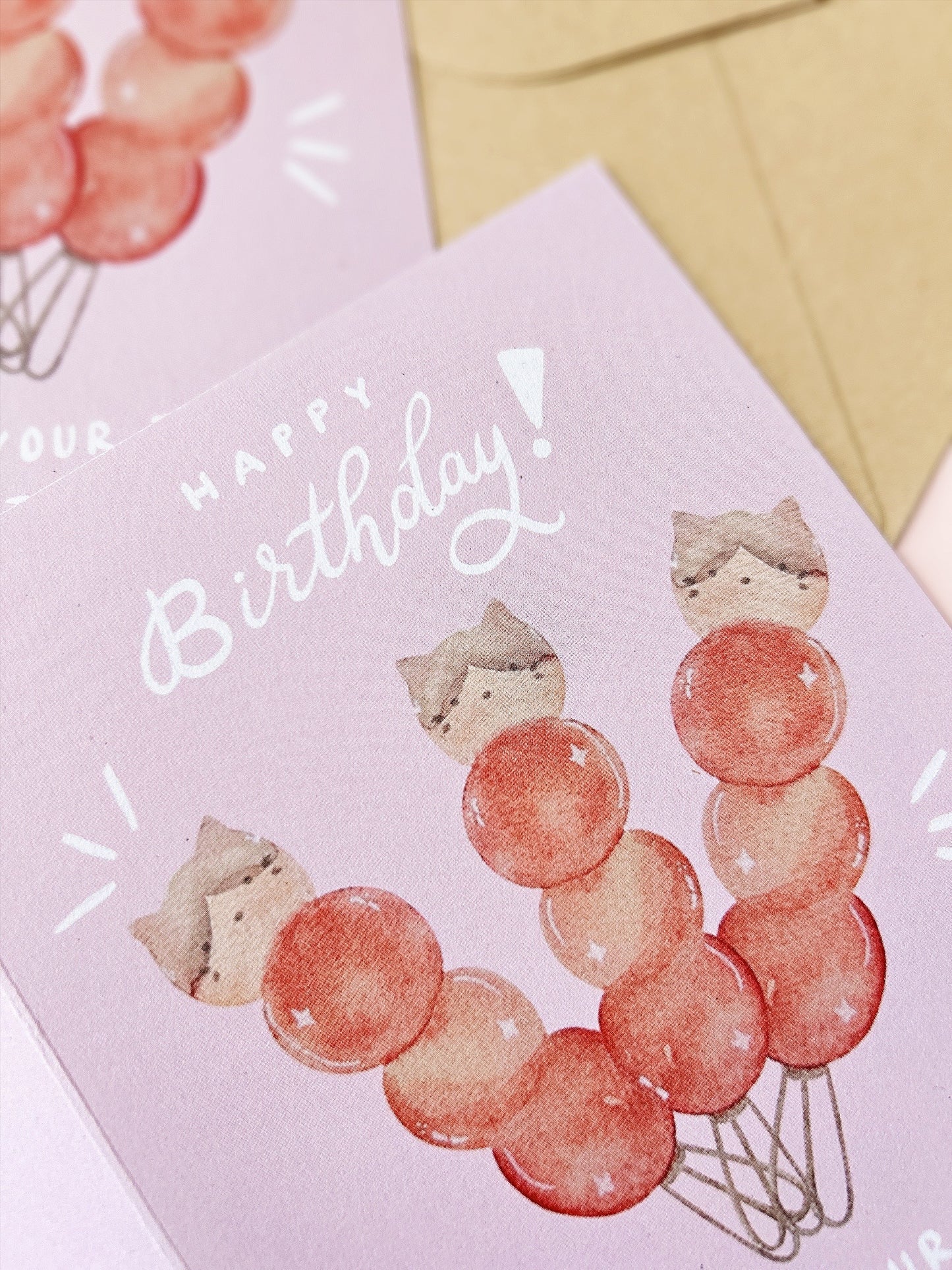 Happy Birthday Sweet Cat Kawaii Dango Cards