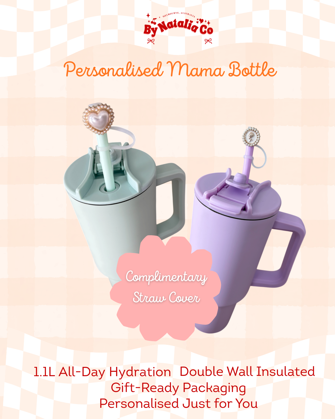 Personalised Water Bottle | Custom Name Bottle | Aesthetic Stainless Steel Drink Bottle | Thoughtful Gift