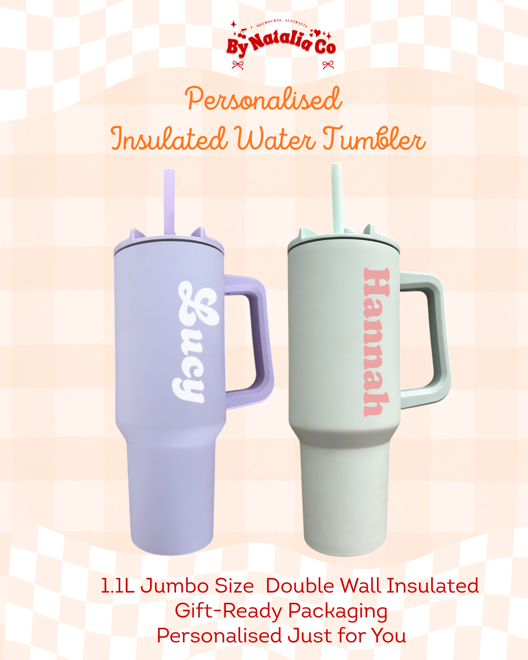 Personalised Water Bottle | Custom Name Bottle | Aesthetic Stainless Steel Drink Bottle | Thoughtful Gift