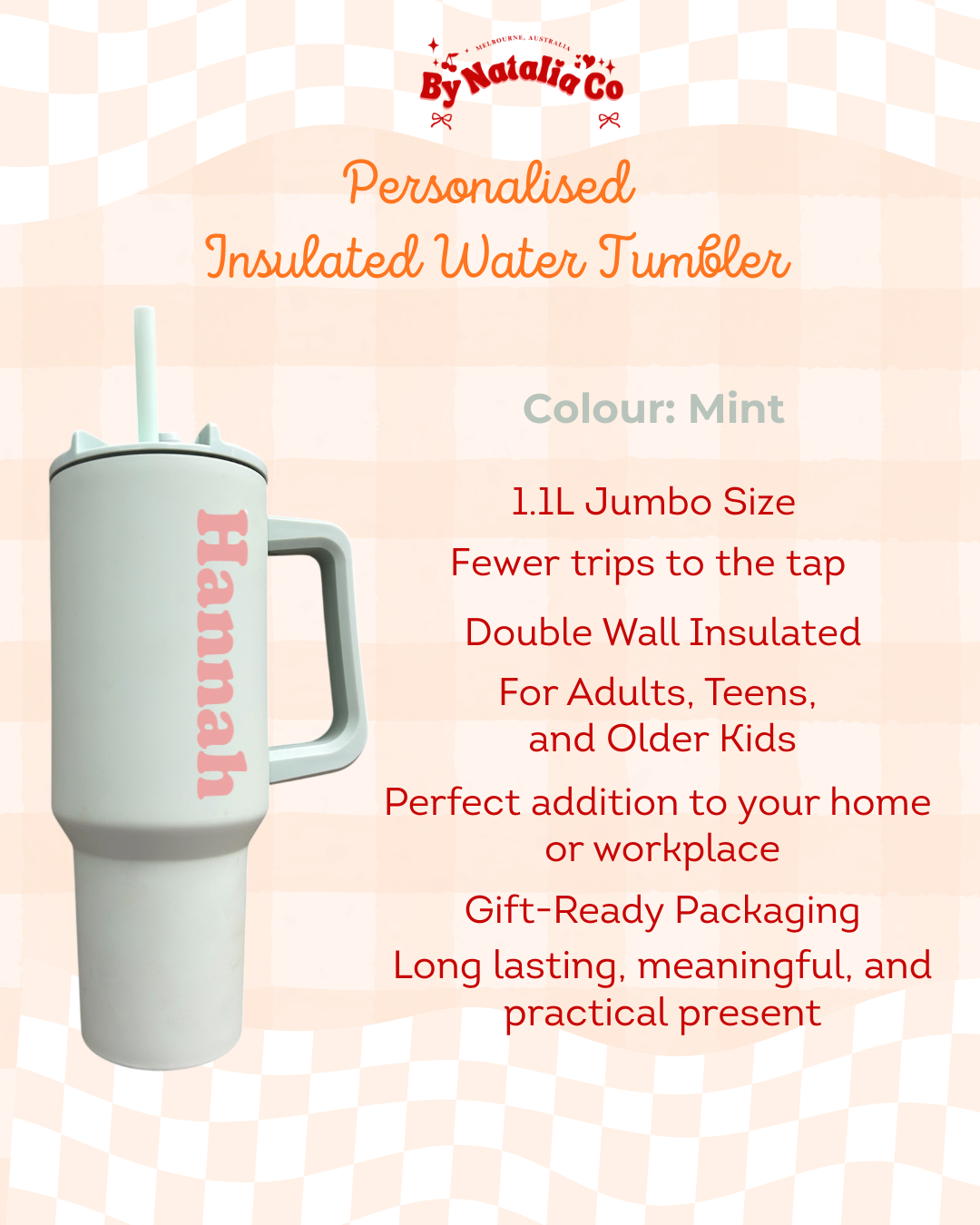 Personalised Water Bottle | Custom Name Bottle | Aesthetic Stainless Steel Drink Bottle | Thoughtful Gift