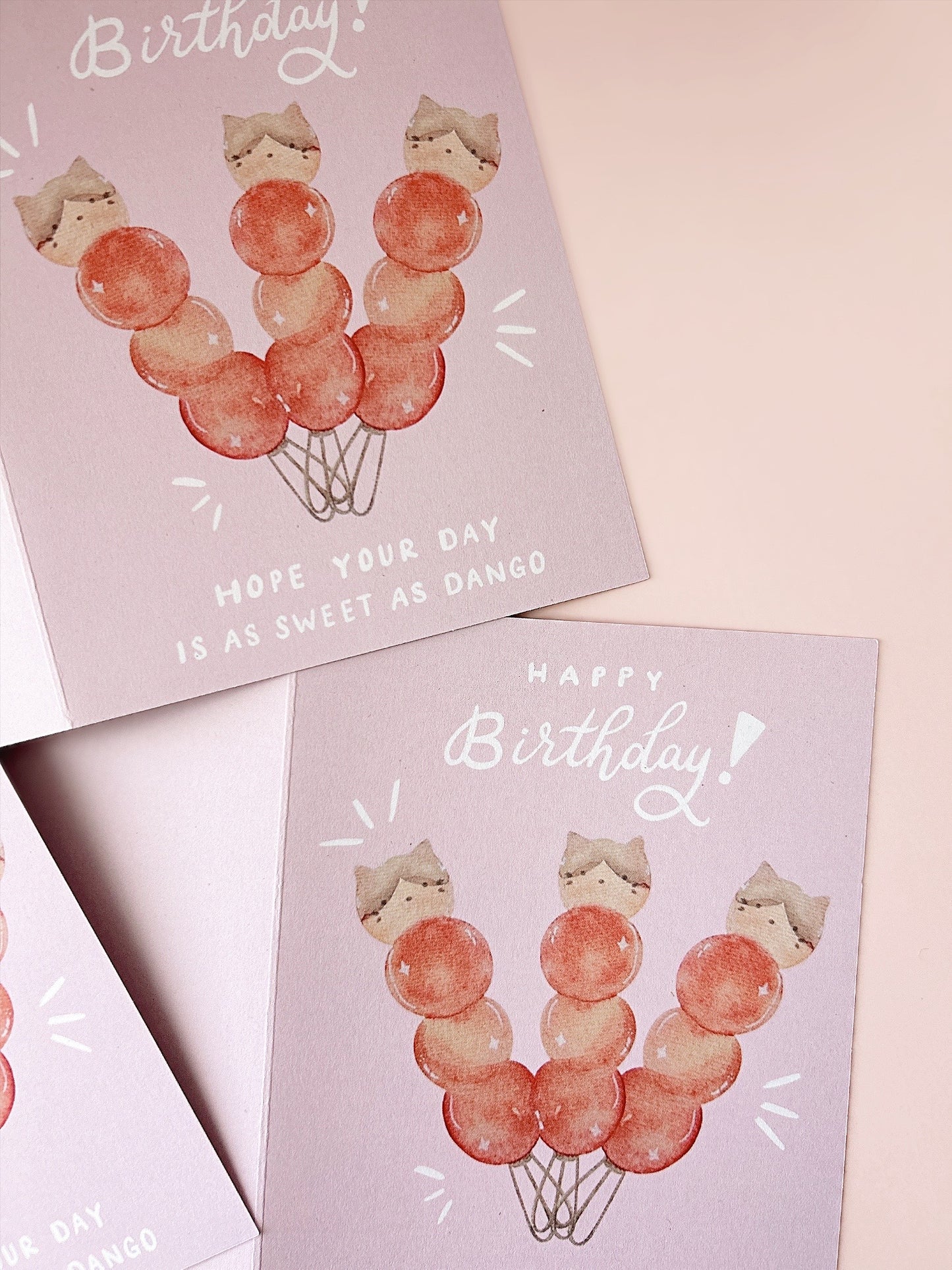 Happy Birthday Sweet Cat Kawaii Dango Cards