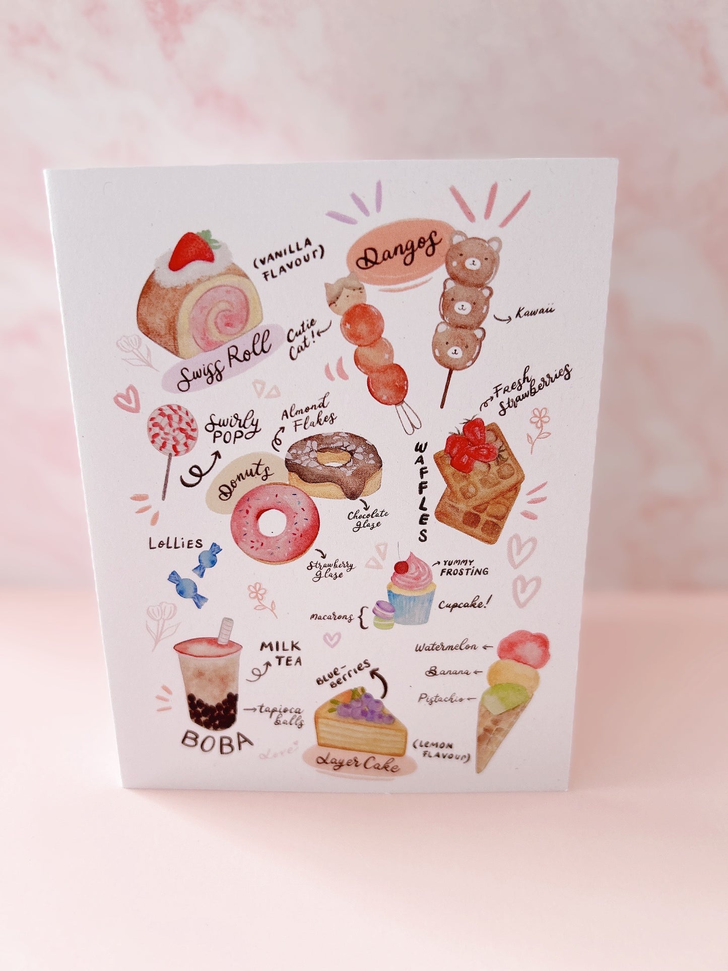 Sweet Treats Greeting Card Dessert-Inspired Art on Rustic Recycled Paper 🍰✨