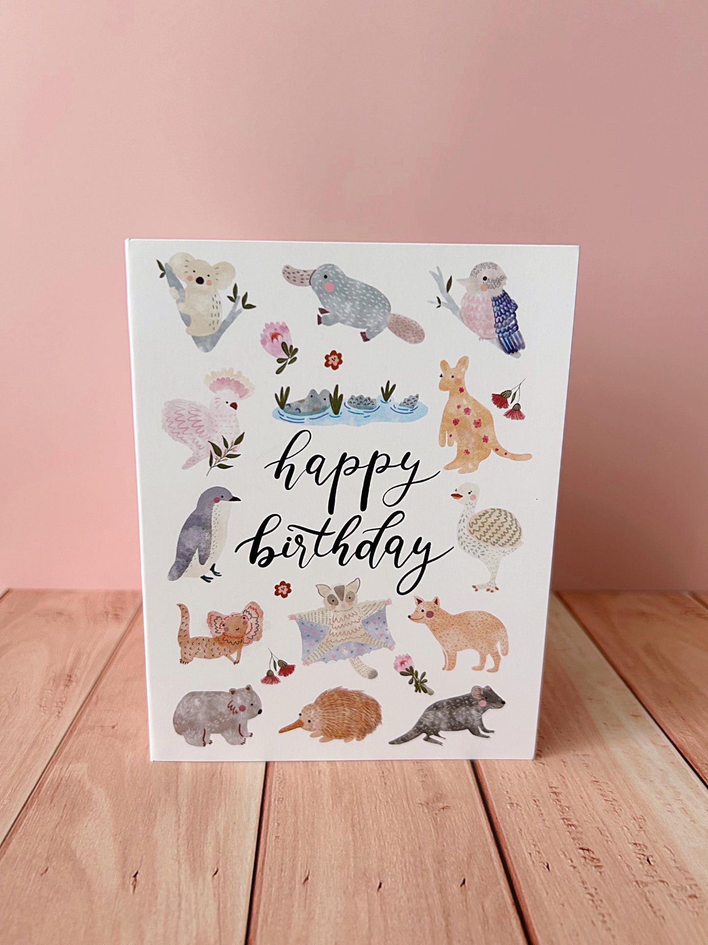 Australian Animals Birthday Card: Handmade Native Wildlife Illustration