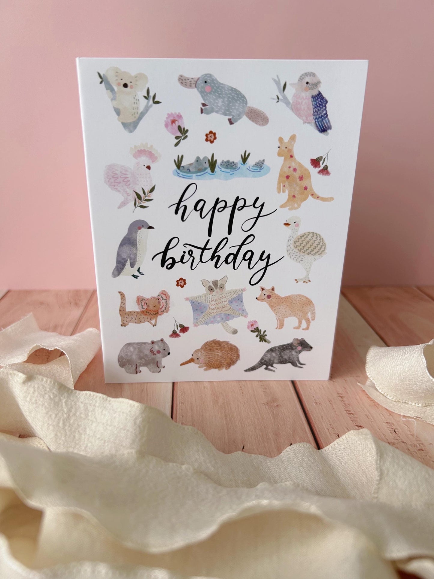Australian Animals Birthday Card: Handmade Native Wildlife Illustration