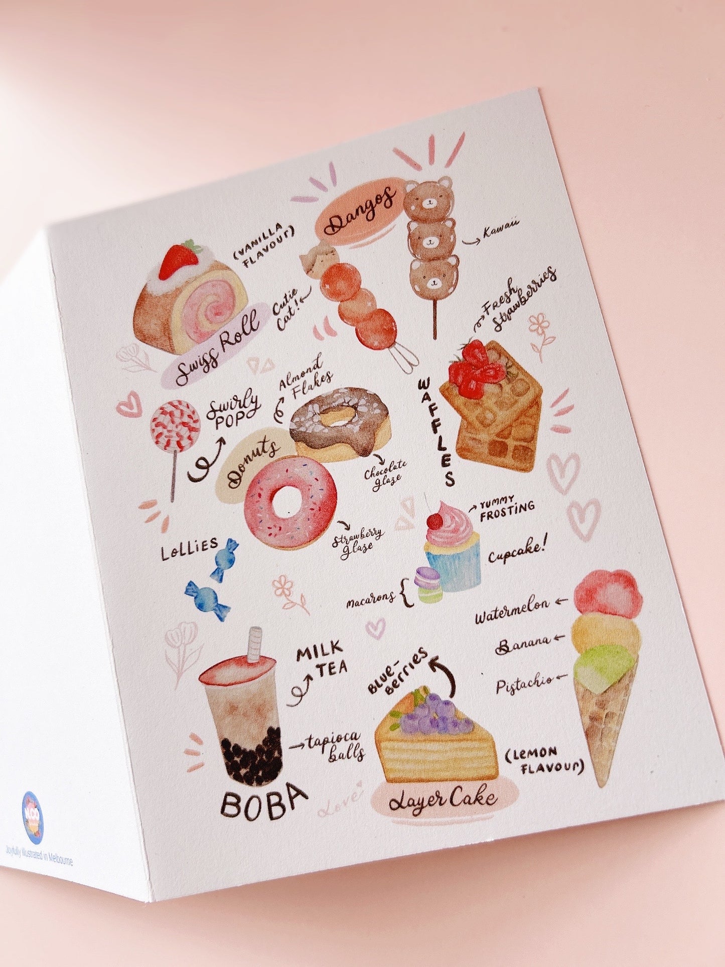 Sweet Treats Greeting Card Dessert-Inspired Art on Rustic Recycled Paper 🍰✨