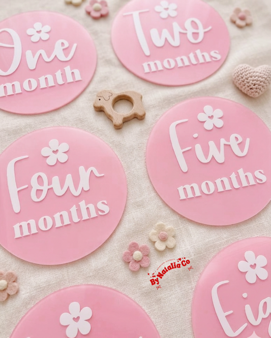 Personalised Baby Milestone Disc Set | Baby Photo Prop | New Baby Gift