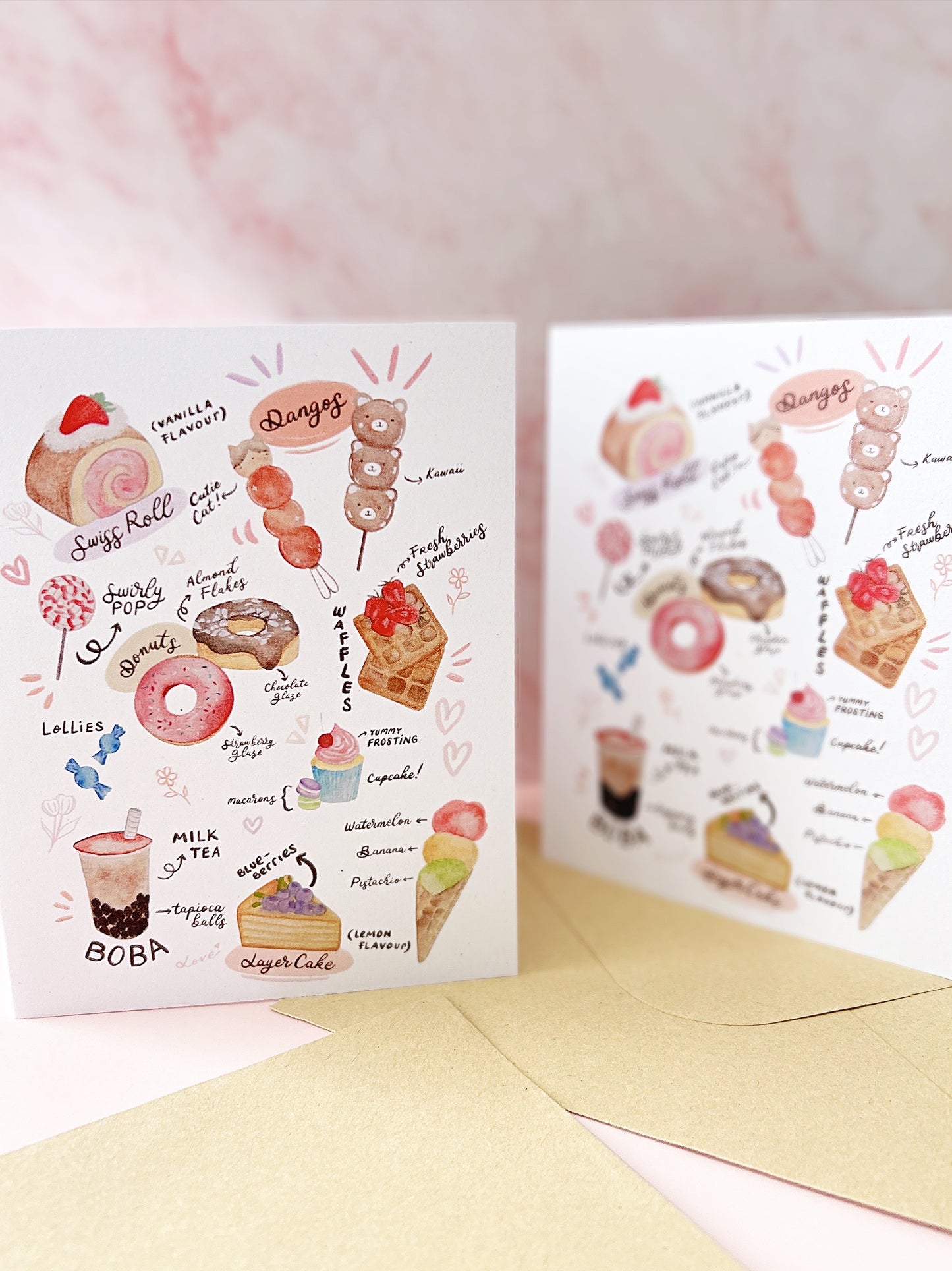 Sweet Treats Greeting Card Dessert-Inspired Art on Rustic Recycled Paper 🍰✨