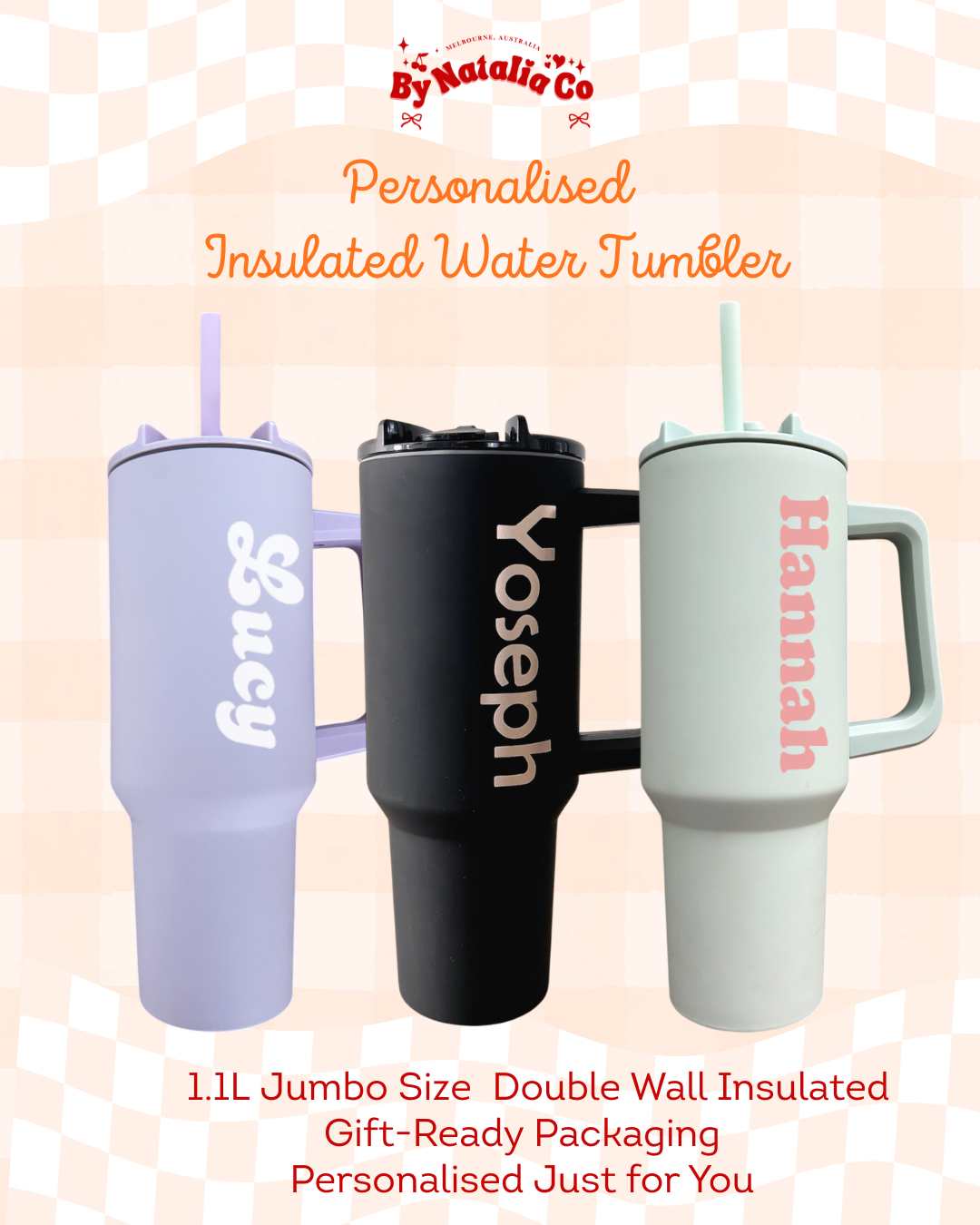 Personalised Water Bottle | Custom Name Bottle | Aesthetic Stainless Steel Drink Bottle | Thoughtful Gift