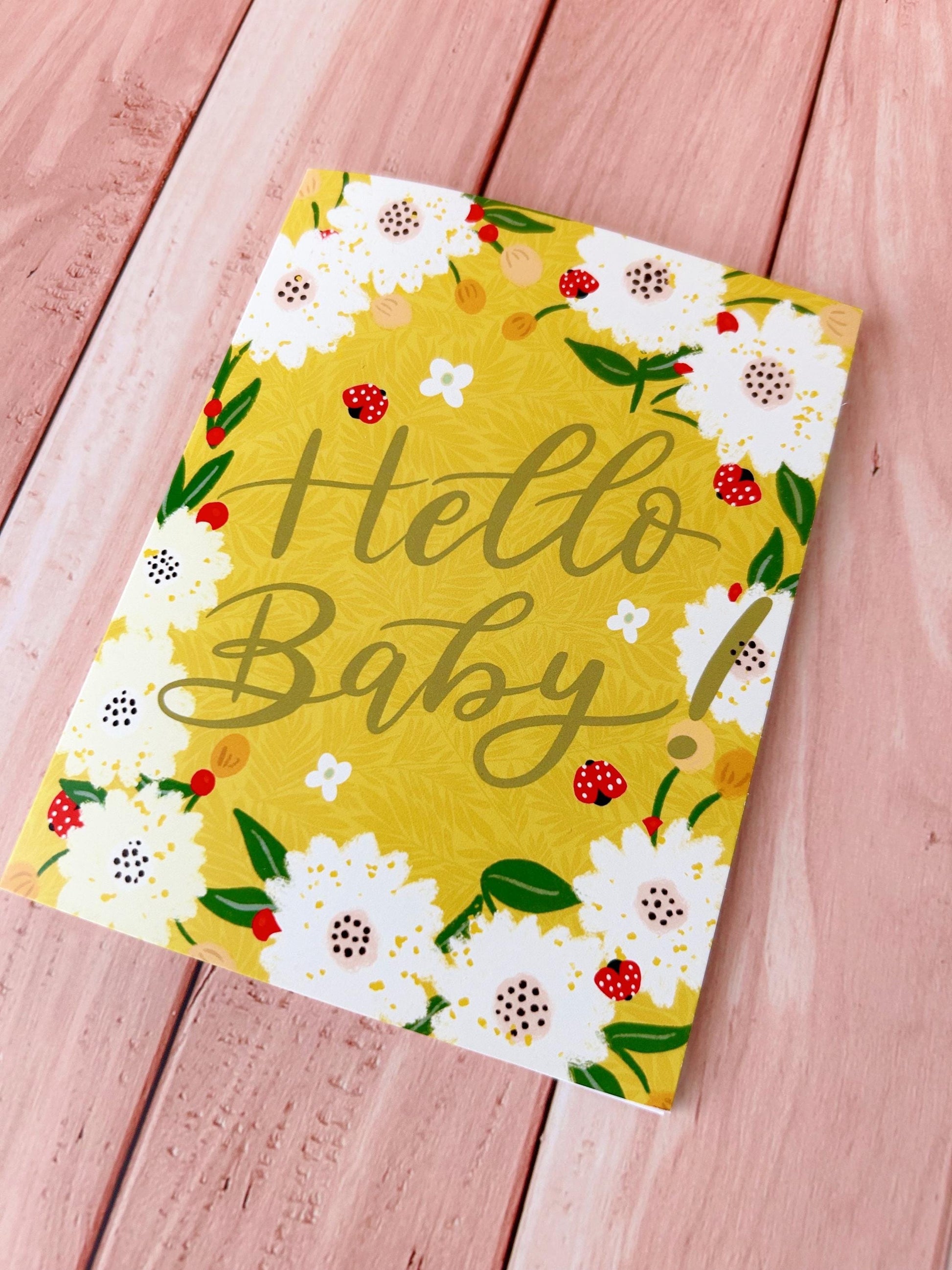 Hello Baby Card | Handmade Floral Greeting Card