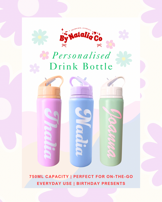 Personalised Gifts Ideas | Drink Bottle Pretty Pastel Colours
