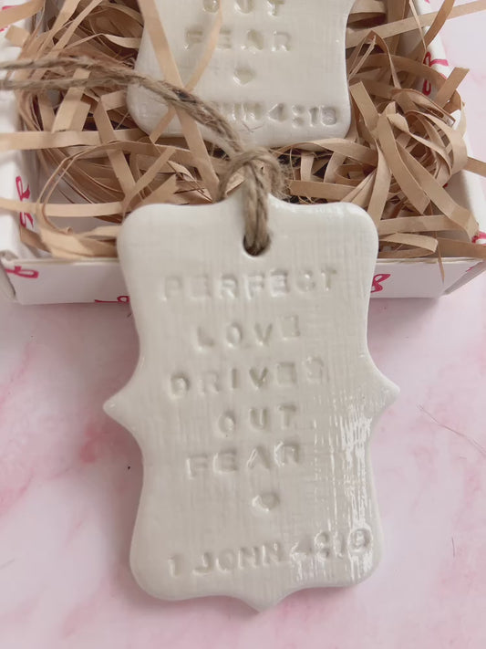 Perfect Love Drives Out Fear | There is No Fear in Love | Handmade Ceramics | Christian Gift